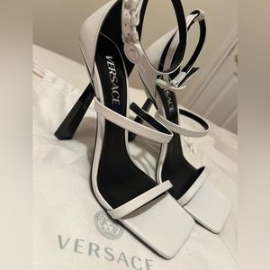 Versace strappy leather white sandals